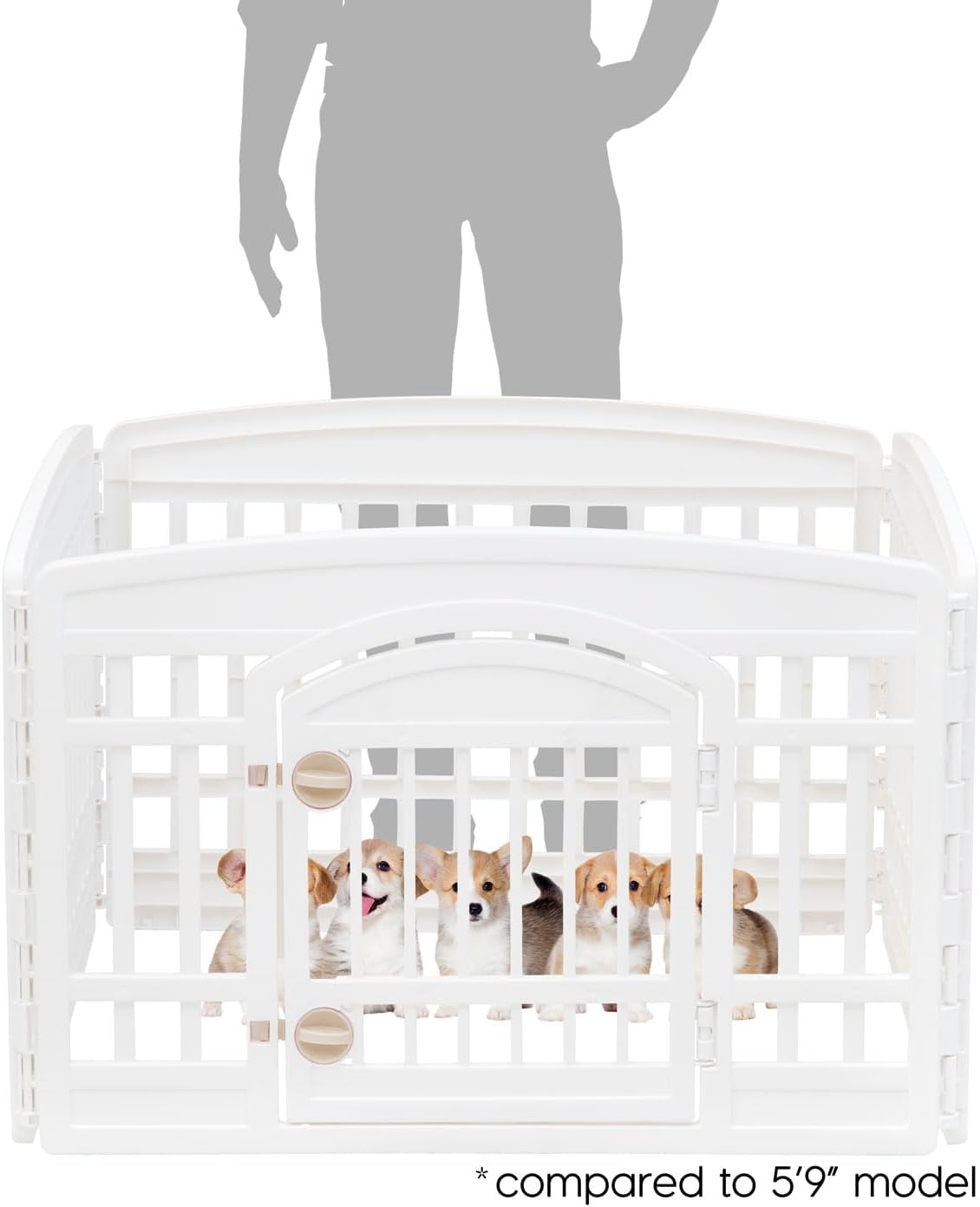 24" Dog Playpen 4-Panel Pet Exercise Pen with Door Gate 35 x 35 x 24 Puppy Play Pen Indoor Outdoor Plastic Foldable Portable Pet Fence for Small Medium Dogs Puppies Multiple Pets White