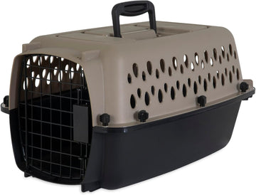 Portable Airline-Friendly Carriers & Crates for Small Dogs and Puppies, Durable Plastic, Pet Carrier For Home and Travel, XS Extra Small 19" For Dogs Up To 10 Lbs, Taupe