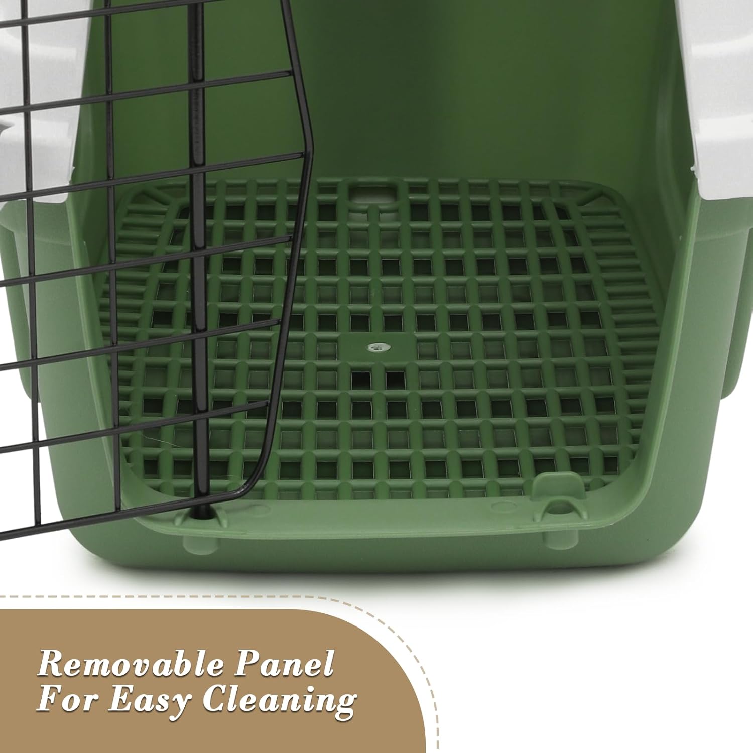 22" Hard-Sided Travel Pet Carrier for Small Dogs and Cats, Plastic Dog Crate with 2-Door Top & Front Load, Ventilation, Security Lock, Cat Dog Carrier for Pet, up to 22lbs, Green