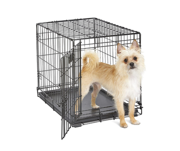 Pets 24-Inch iCrate for Small Breeds, 12-20 lbs, Single Door Folding Dog Crate with Divider Panel, Leak-Proof Tray & Secure Latch, Portable, Durable & Easy to Assemble
