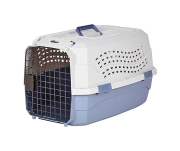 Portable 2-Door Top-Load Hard-Sided Pet Travel Carrier with Secure Ventilation, Handle, Front & Top Entry for Dogs, Cats, 22.8"L x 15"W x 13"H, Gray & Blue