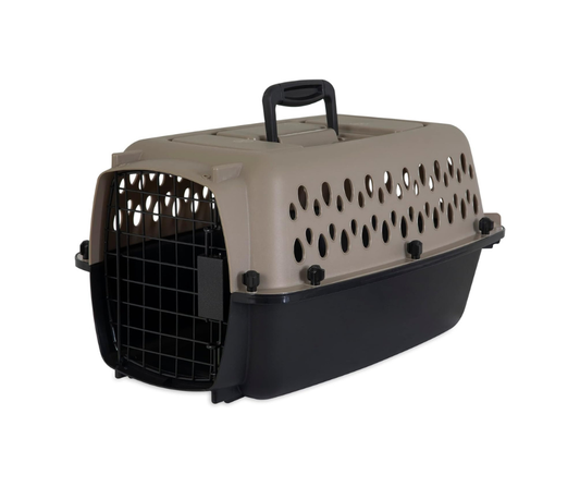 Portable Airline-Friendly Carriers & Crates for Small Dogs and Puppies, Durable Plastic, Pet Carrier For Home and Travel, XS Extra Small 19" For Dogs Up To 10 Lbs, Taupe